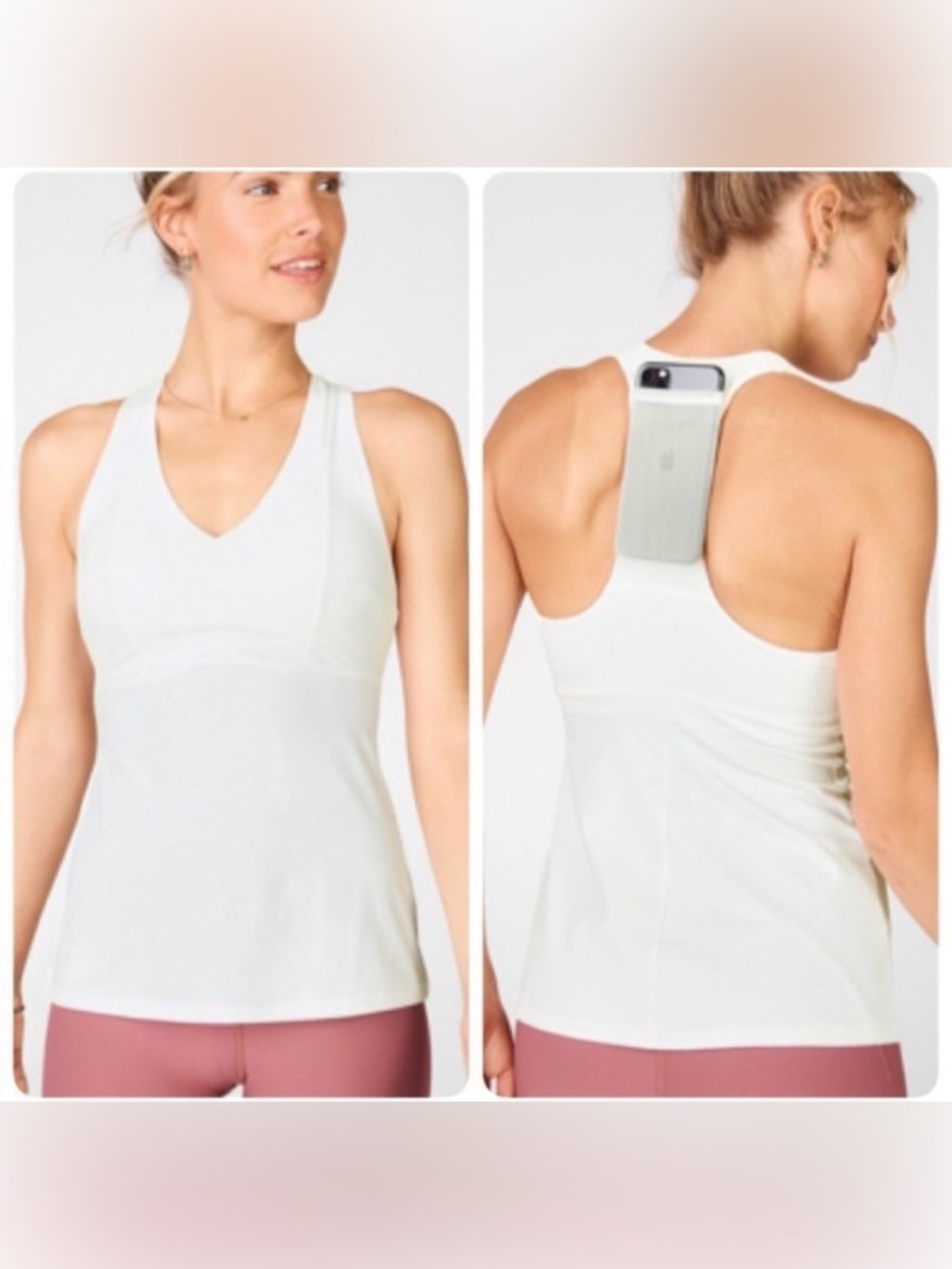 Fabletics Mila White Racerback Tank Top Small